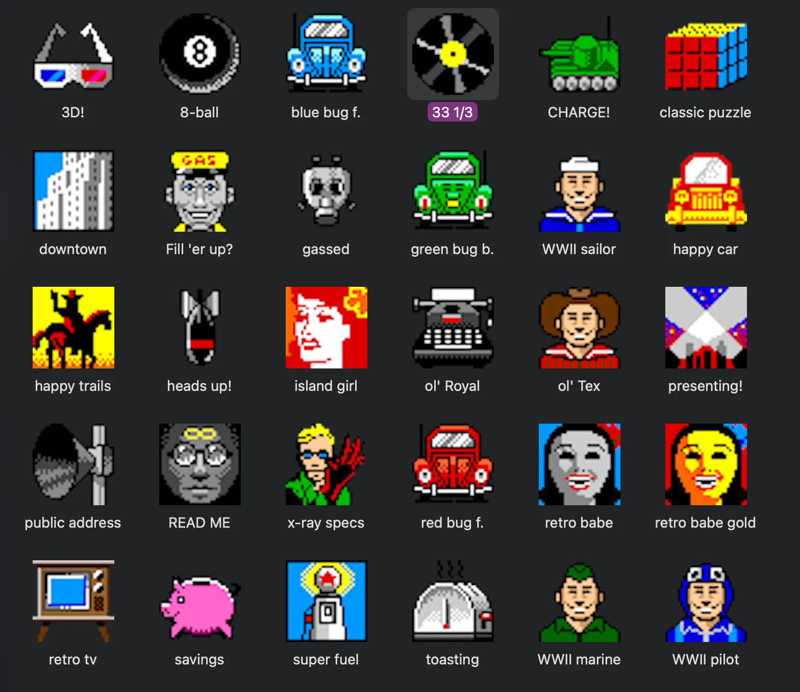 icon-archaeology - the icons were actually folders with tiny images in the info panel