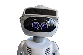 A small white humanoid robot with large round eyes.